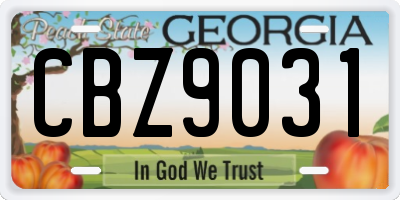 GA license plate CBZ9031