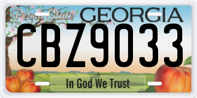 GA license plate CBZ9033