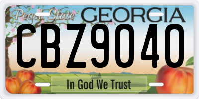 GA license plate CBZ9040