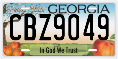 GA license plate CBZ9049