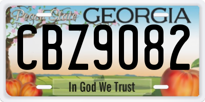GA license plate CBZ9082