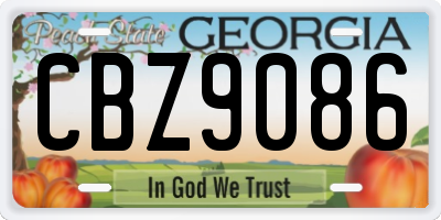 GA license plate CBZ9086