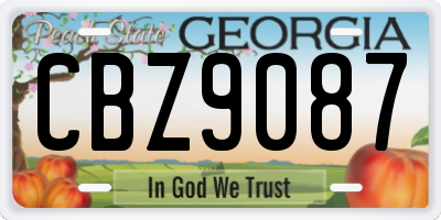 GA license plate CBZ9087