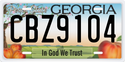 GA license plate CBZ9104