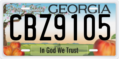 GA license plate CBZ9105