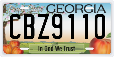 GA license plate CBZ9110
