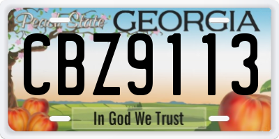 GA license plate CBZ9113