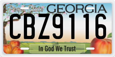 GA license plate CBZ9116