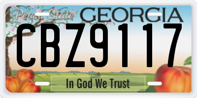 GA license plate CBZ9117