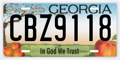 GA license plate CBZ9118