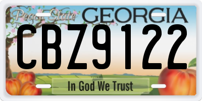 GA license plate CBZ9122