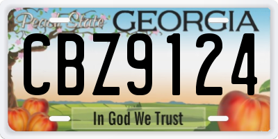 GA license plate CBZ9124