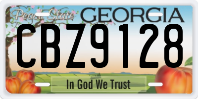 GA license plate CBZ9128