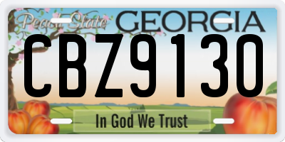 GA license plate CBZ9130
