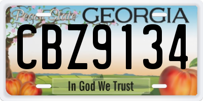 GA license plate CBZ9134