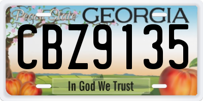 GA license plate CBZ9135