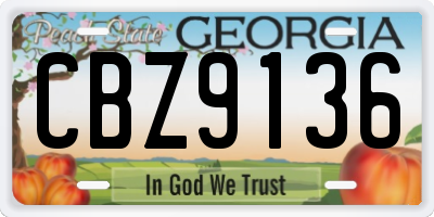 GA license plate CBZ9136