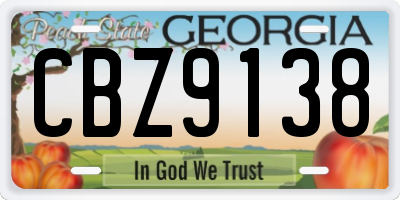 GA license plate CBZ9138