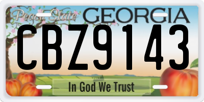 GA license plate CBZ9143