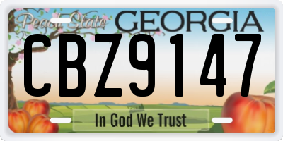 GA license plate CBZ9147