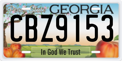 GA license plate CBZ9153