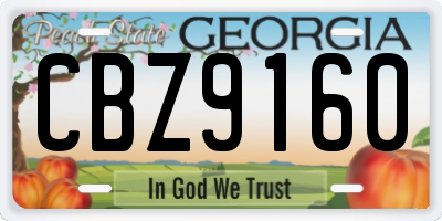 GA license plate CBZ9160