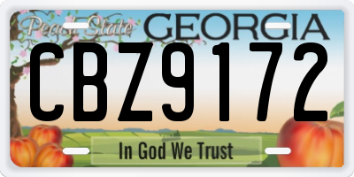 GA license plate CBZ9172
