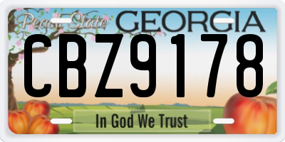 GA license plate CBZ9178