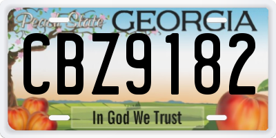 GA license plate CBZ9182