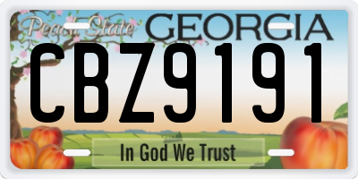 GA license plate CBZ9191