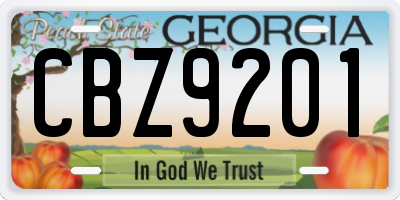 GA license plate CBZ9201