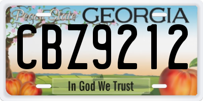 GA license plate CBZ9212