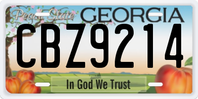 GA license plate CBZ9214