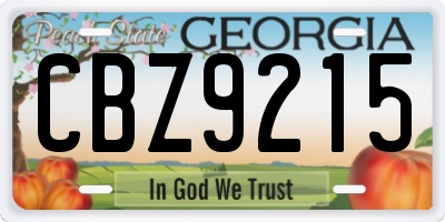 GA license plate CBZ9215
