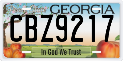 GA license plate CBZ9217