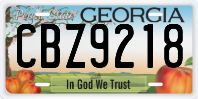 GA license plate CBZ9218
