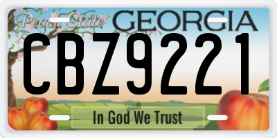 GA license plate CBZ9221