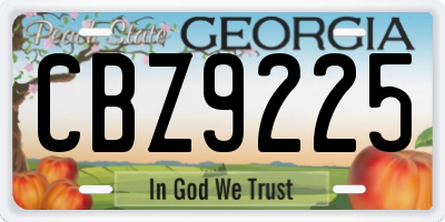 GA license plate CBZ9225