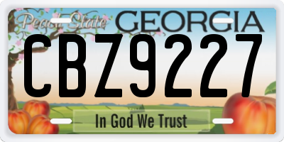 GA license plate CBZ9227