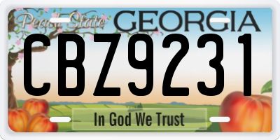 GA license plate CBZ9231