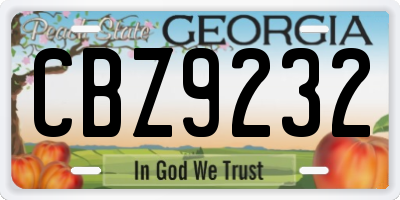 GA license plate CBZ9232