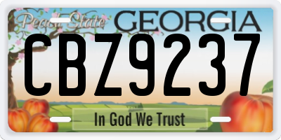 GA license plate CBZ9237