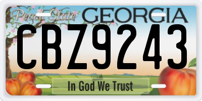 GA license plate CBZ9243