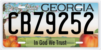GA license plate CBZ9252