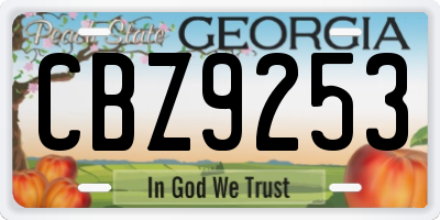 GA license plate CBZ9253