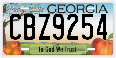 GA license plate CBZ9254