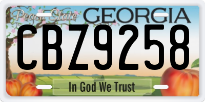 GA license plate CBZ9258