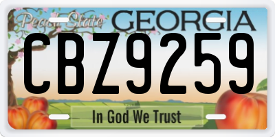 GA license plate CBZ9259