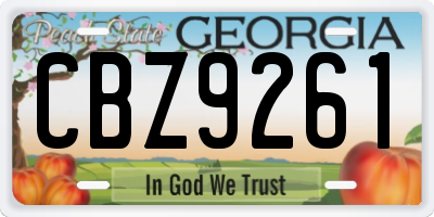 GA license plate CBZ9261
