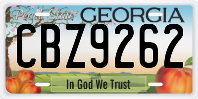 GA license plate CBZ9262